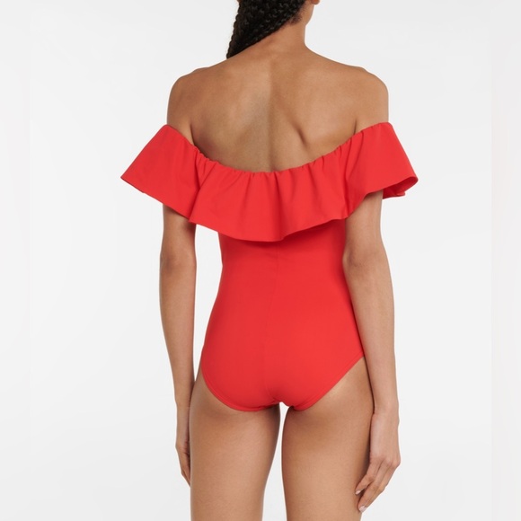 Karla Colletto Red Off Shoulder One Piece Swimsuit – Size 6 | Designer Swimwear - Picture 2 of 15